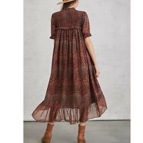 Anthropologie A line high low silk Prairie Cottagecore Petite gorgeous dress Xs - Picture 4 of 9